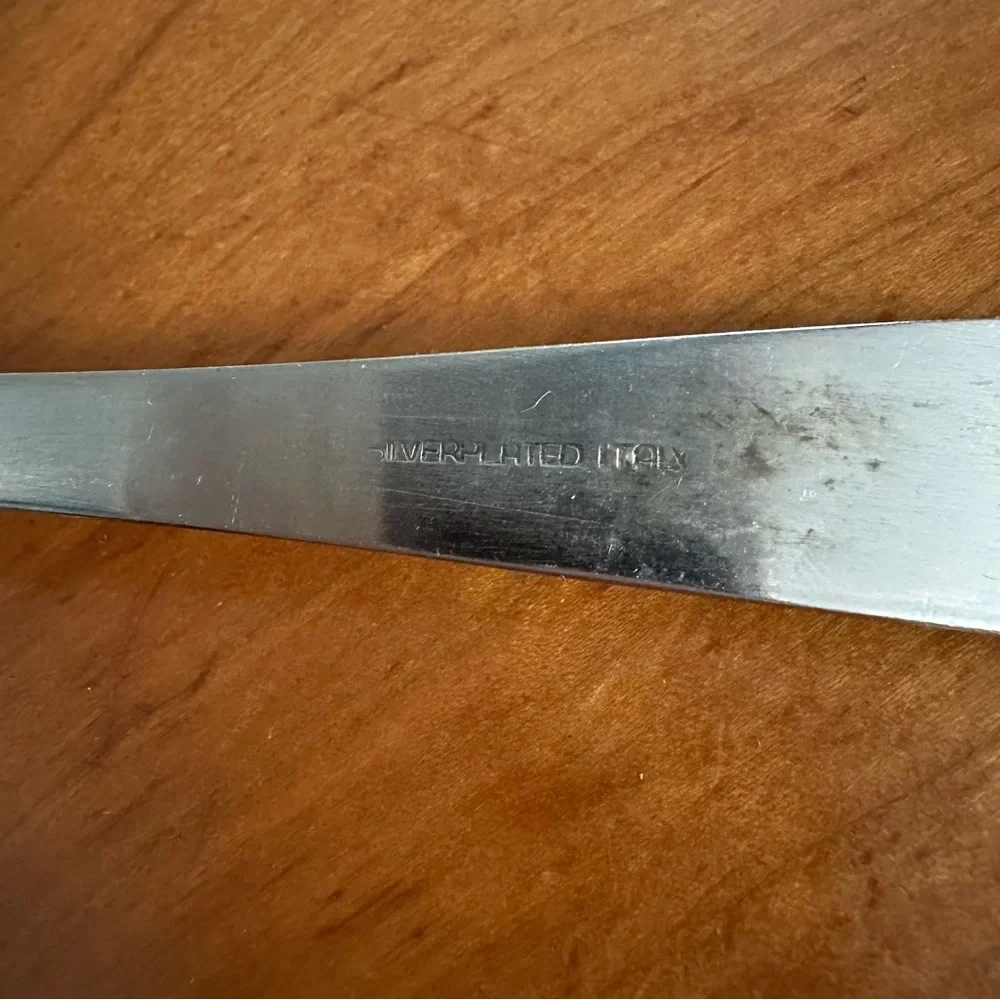 Italian Silver-Plated Serving Spoon - Sleek Design with Patina